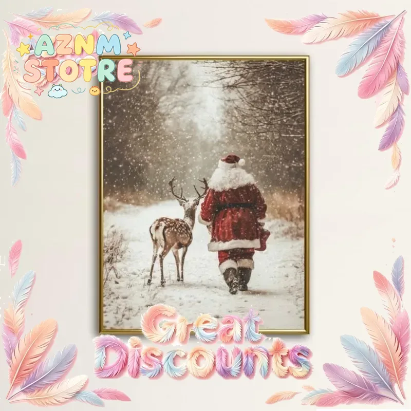 Home Improvement In - Santa Claus Reindeer Wall Art Print,