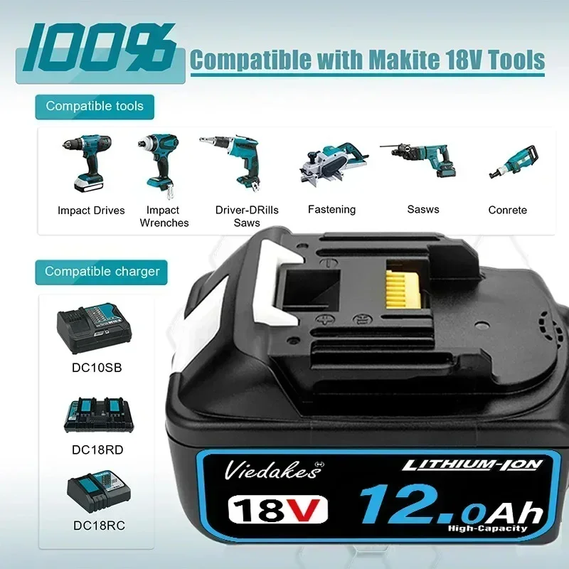 For Makita 18V Battery 12.0Ah  - Makita Drill Ddf484 recension och pris