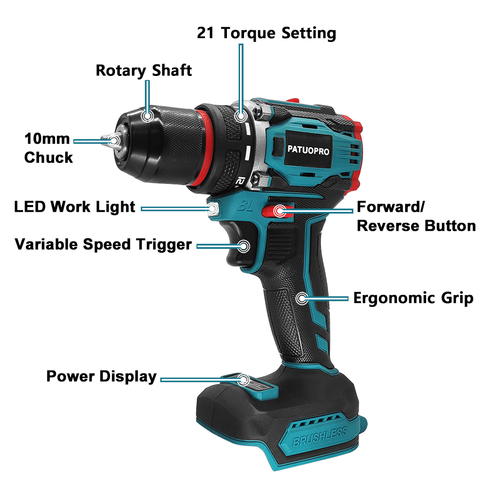 PATUOPRO 21V Wireless Brushles - Makita Drill Ddf484 recension och pris